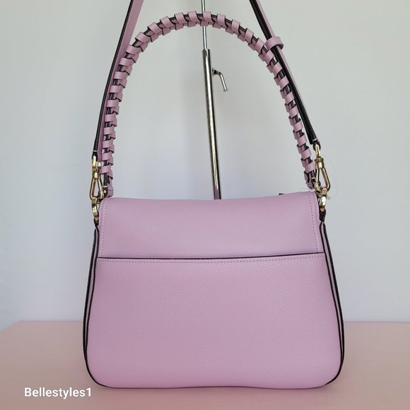 KATE SPADE Hudson Pebbled Leather Medium Flap Convertible Shoulder Bag-Lav Fst ⭐ - Picture 7 of 16